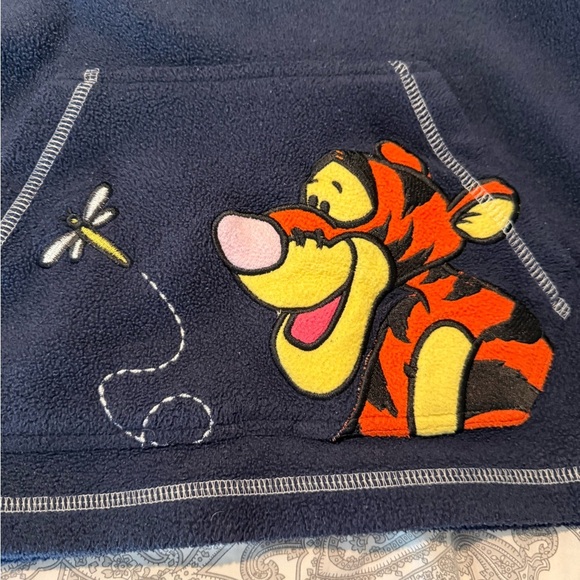 VINTAGE navy blue Disney Tigger fleece pullover hoodie - Picture 2 of 7